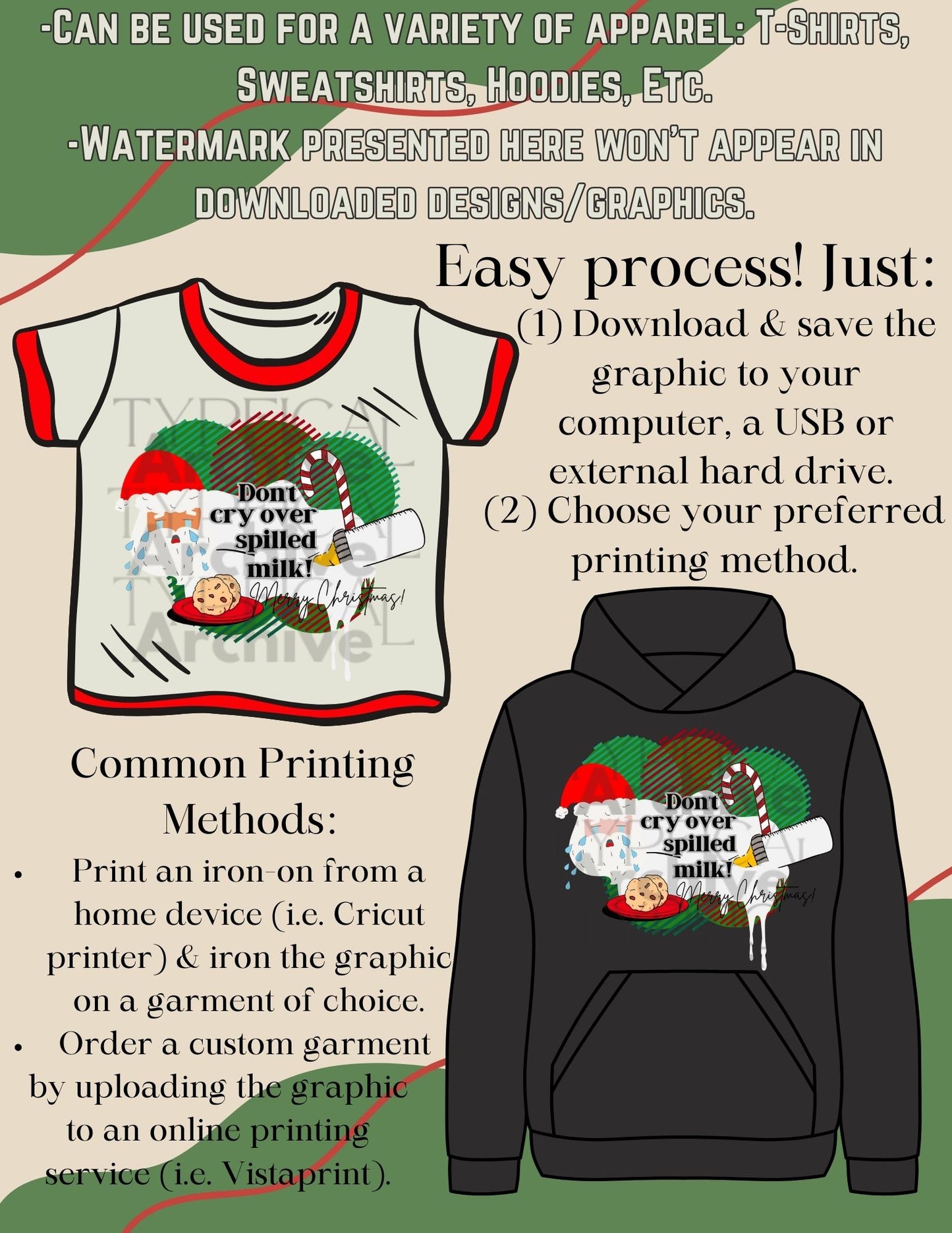 Christmas "Don't Cry Over Spilled Milk" Infant/Toddler Apparel Graphic, Version 1A (PNG, TIFF, SVG, EPS, & DXF)