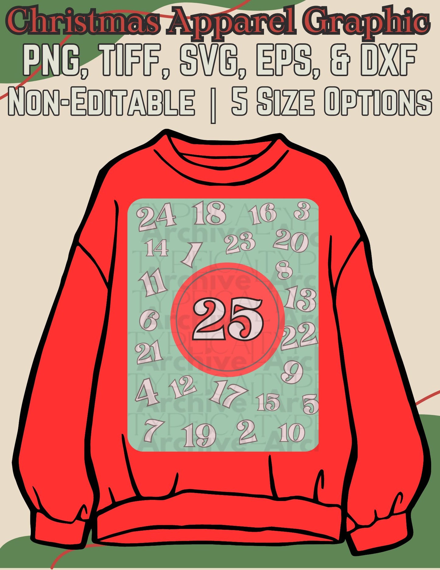 Retro Christmas Day Apparel Graphic (PNG, TIFF, SVG, EPS, & DXF)