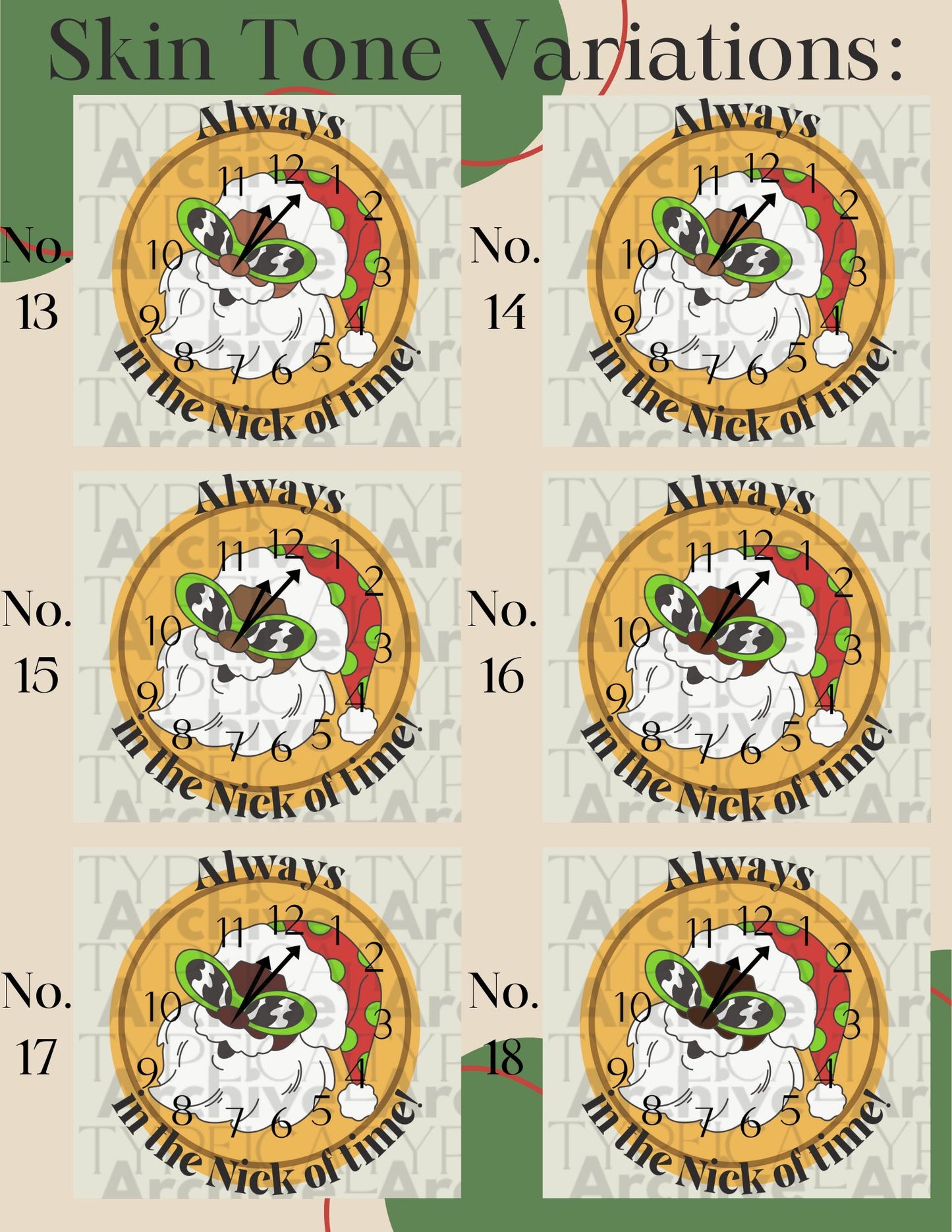 Retro "Always in the Nick of time" Christmas Apparel Graphic (PNG, TIFF, SVG, EPS, & DXF)