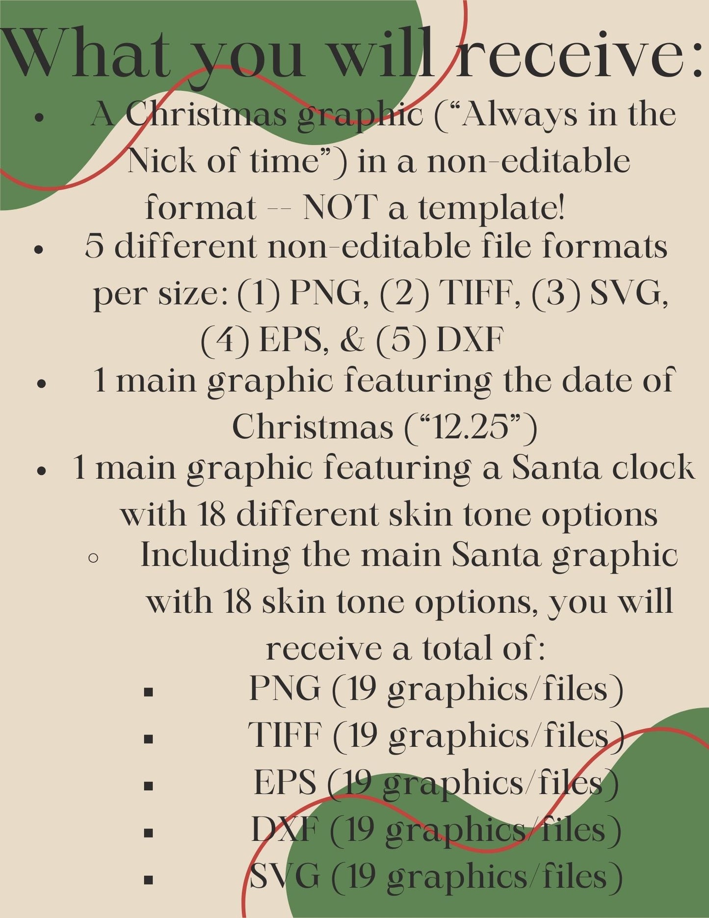 Retro "Always in the Nick of time" Christmas Apparel Graphic (PNG, TIFF, SVG, EPS, & DXF)