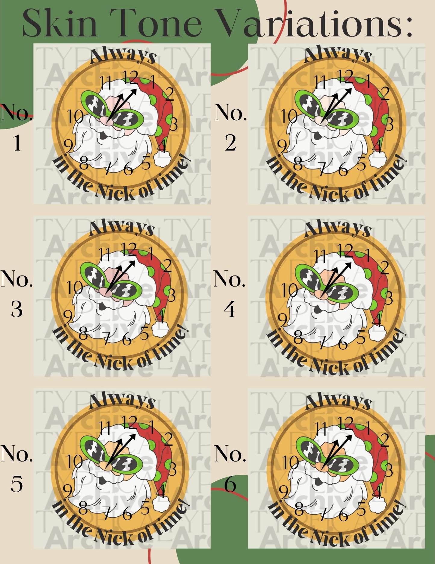 Retro "Always in the Nick of time" Christmas Apparel Graphic (PNG, TIFF, SVG, EPS, & DXF)