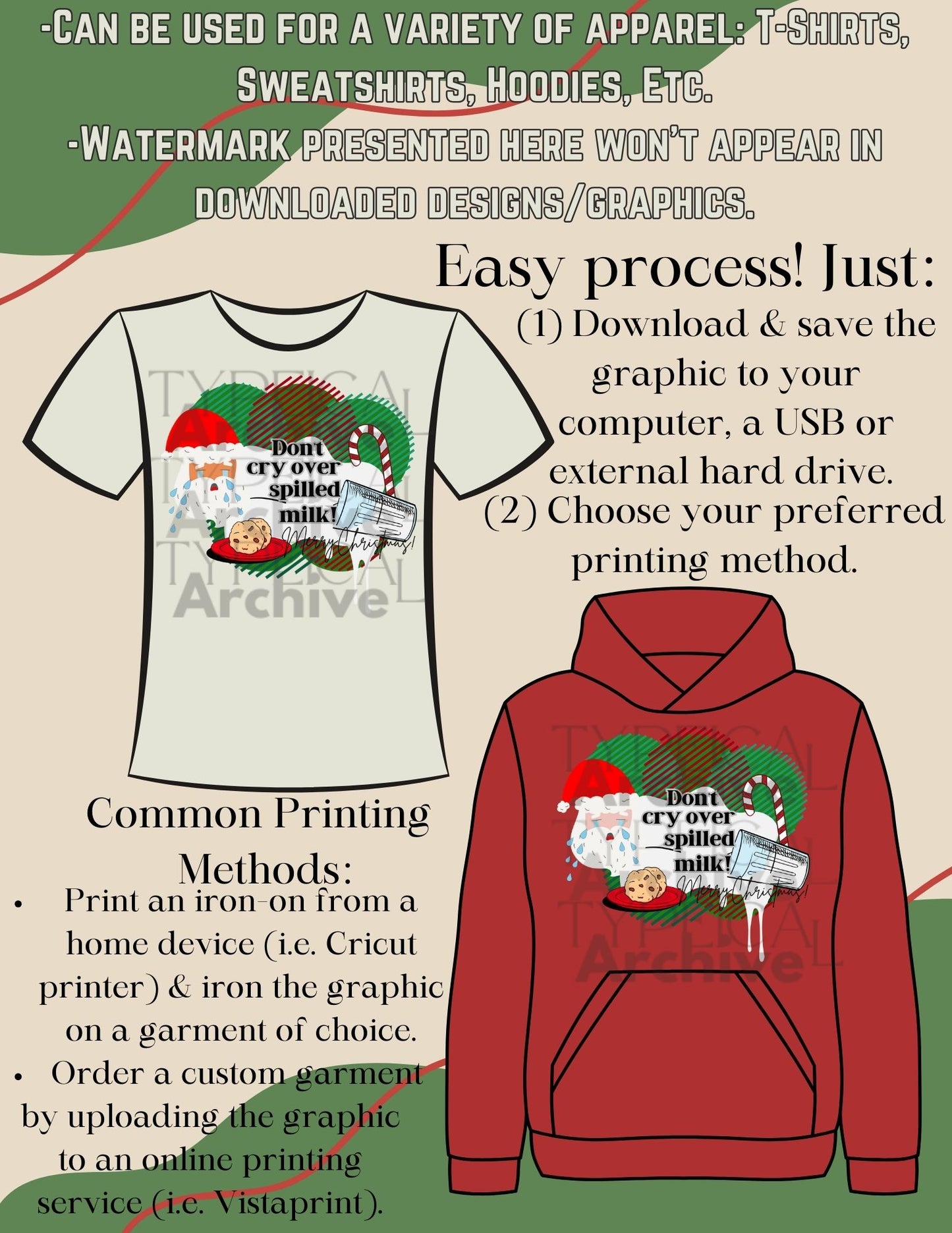 Christmas "Don't Cry Over Spilled Milk" Youth Apparel Graphic (PNG, TIFF, SVG, EPS, & DXF)